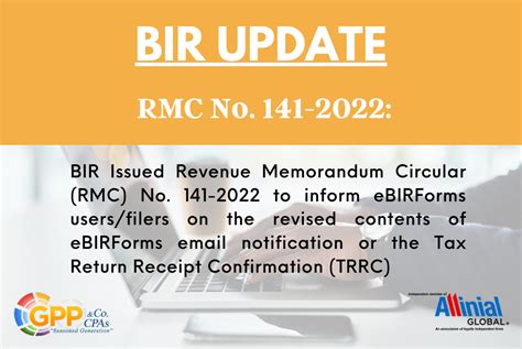 Revised eBIRForms email notification to taxpayers .